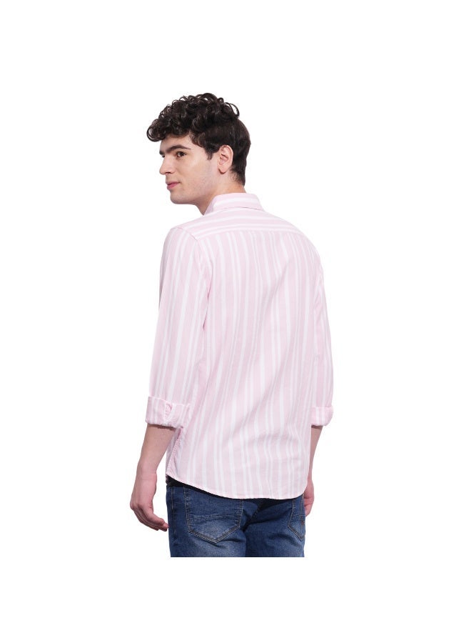 Being Human Mens Light Pink Collared Long Sleeve Shirt - Image 3