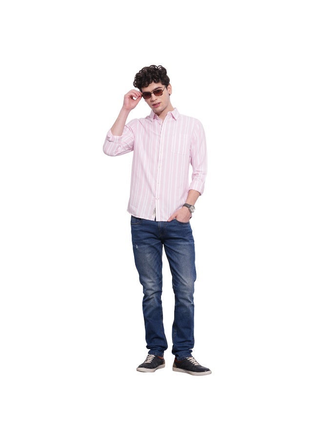 Being Human Mens Light Pink Collared Long Sleeve Shirt - Image 4