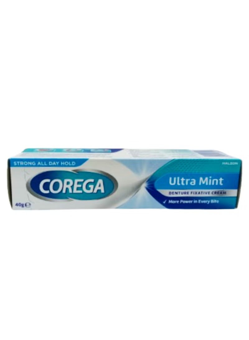 COREGA Corega Ultra Mint Denture Fixative Cream 40g | Strong All-Day Hold with Fresh Mint Flavor - Image 1