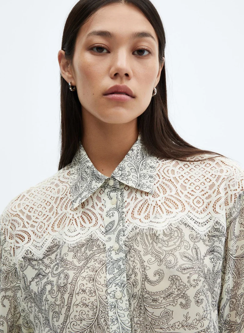 MANGO Printed Button Down Shirt