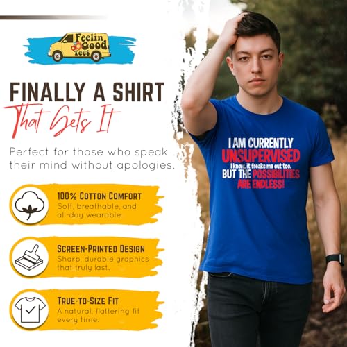 Feelin Good Tees تي شيرت مضحك ساخر ذو تصميم جرافيكي غير خاضع للإشراف L أسود - Image 2