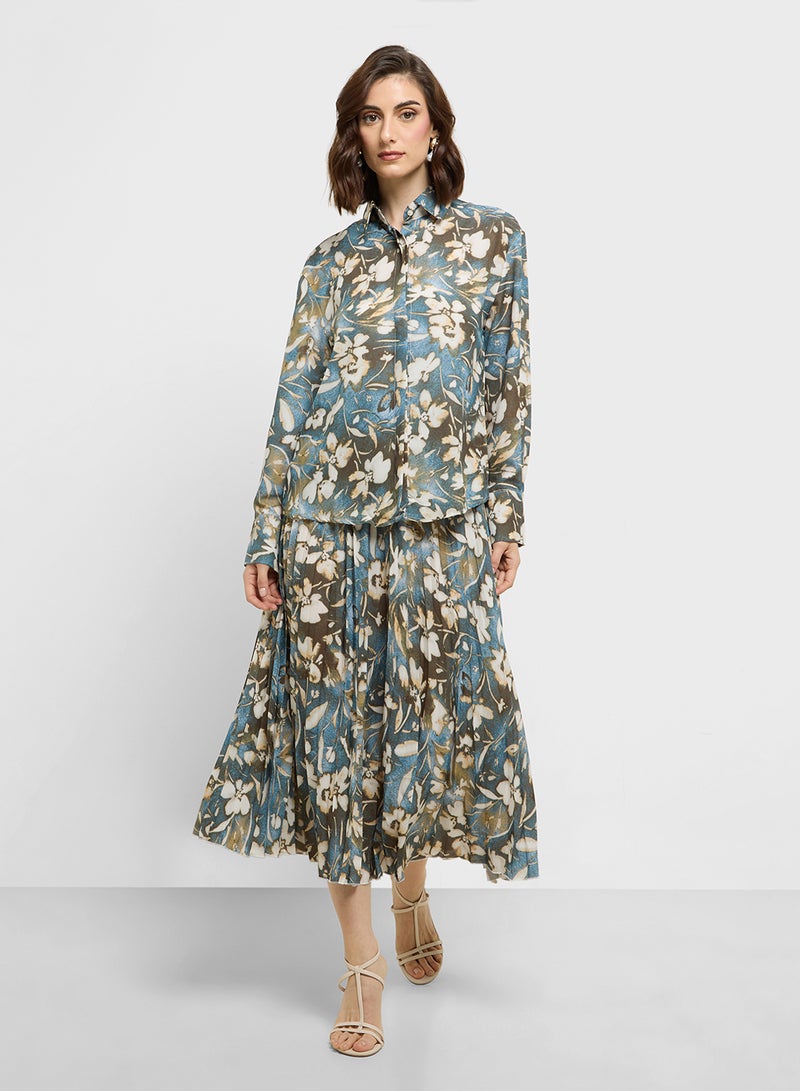 Khizana Printed Shirt & Skirt Set - Image 1