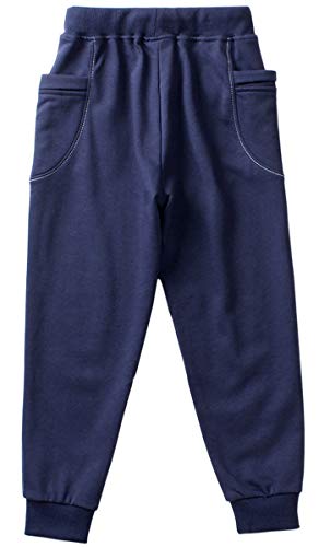 BINPAW Boy's Cotton Jogger Sports Sweat Pants Sweatpants with Side Pockets, Navy, 11T-12T(11-12 Years)=Tag 160 - Image 2