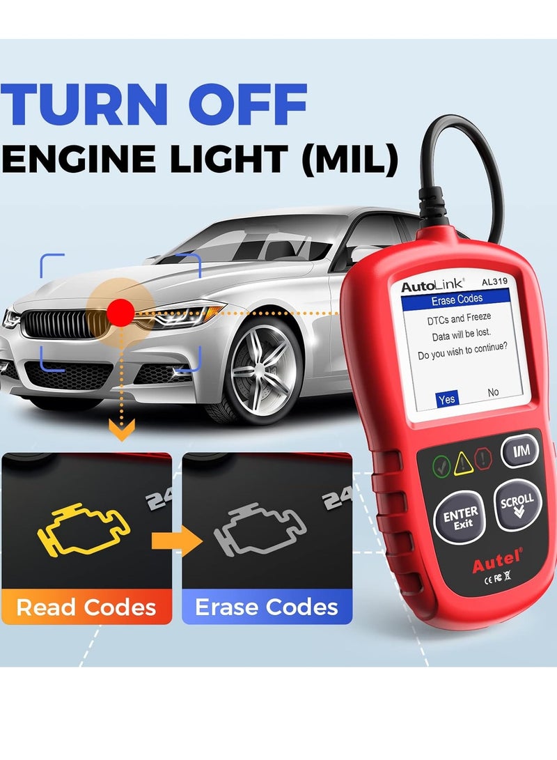 Autel AL319 OBD2 Scanner Automotive Engine Fault Code Reader CAN Scan Tool - Image 4