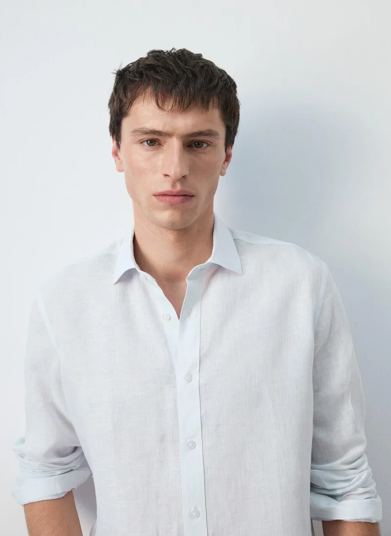 Mango Man  Regular-fit 100% linen shirt for Men | Best Price UAE
