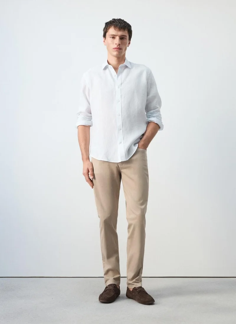 Mango Man  Regular-fit 100% linen shirt for Men | Best Price UAE