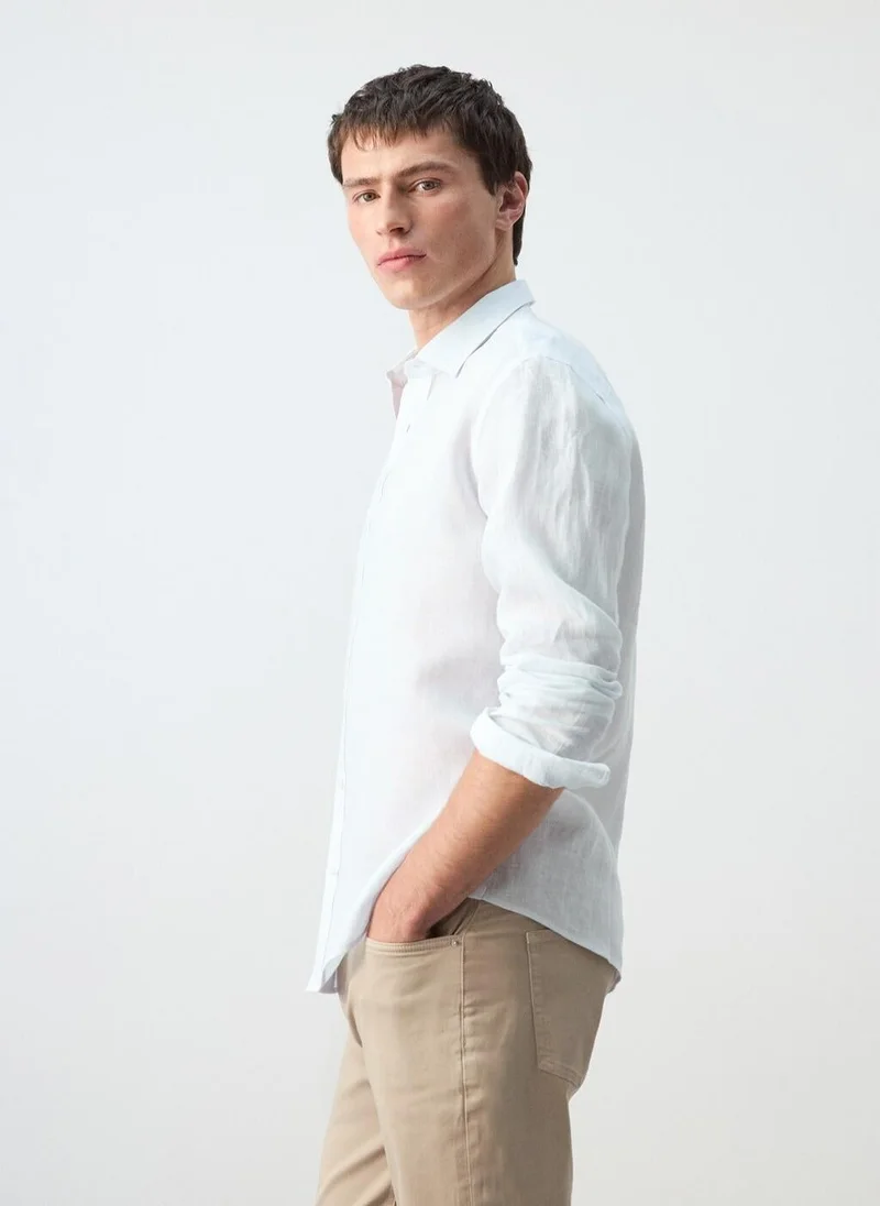 Mango Man  Regular-fit 100% linen shirt for Men | Best Price UAE