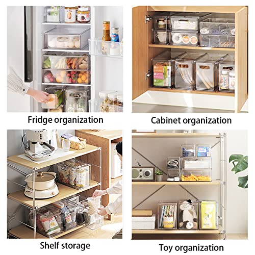 MineSign Set of 3 Stackable Refrigerator Organizer Bins Pull-Out Drawers for Fruit and Veggies Divided Storage Organizer for Fridge Clear Drawer Containers with Handle for Produce Saver, Eggs, Snack - Image 5