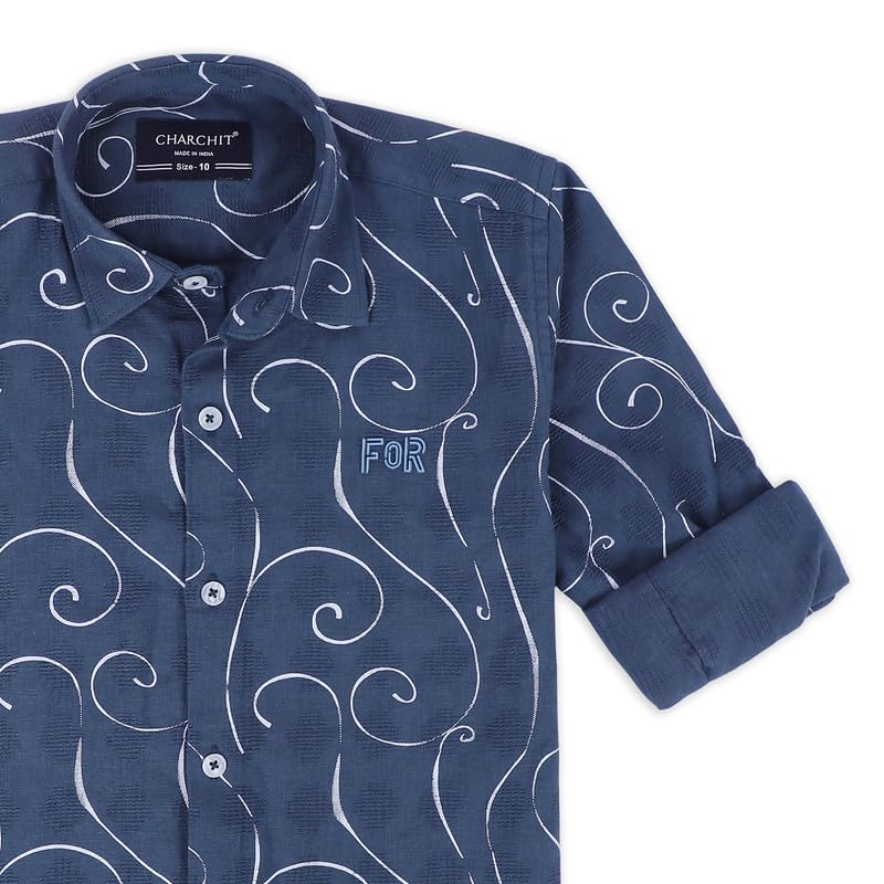 CHARCHIT Boys Full Sleeves Geometric Printed Shirt and T-Shirt Set - Image 3