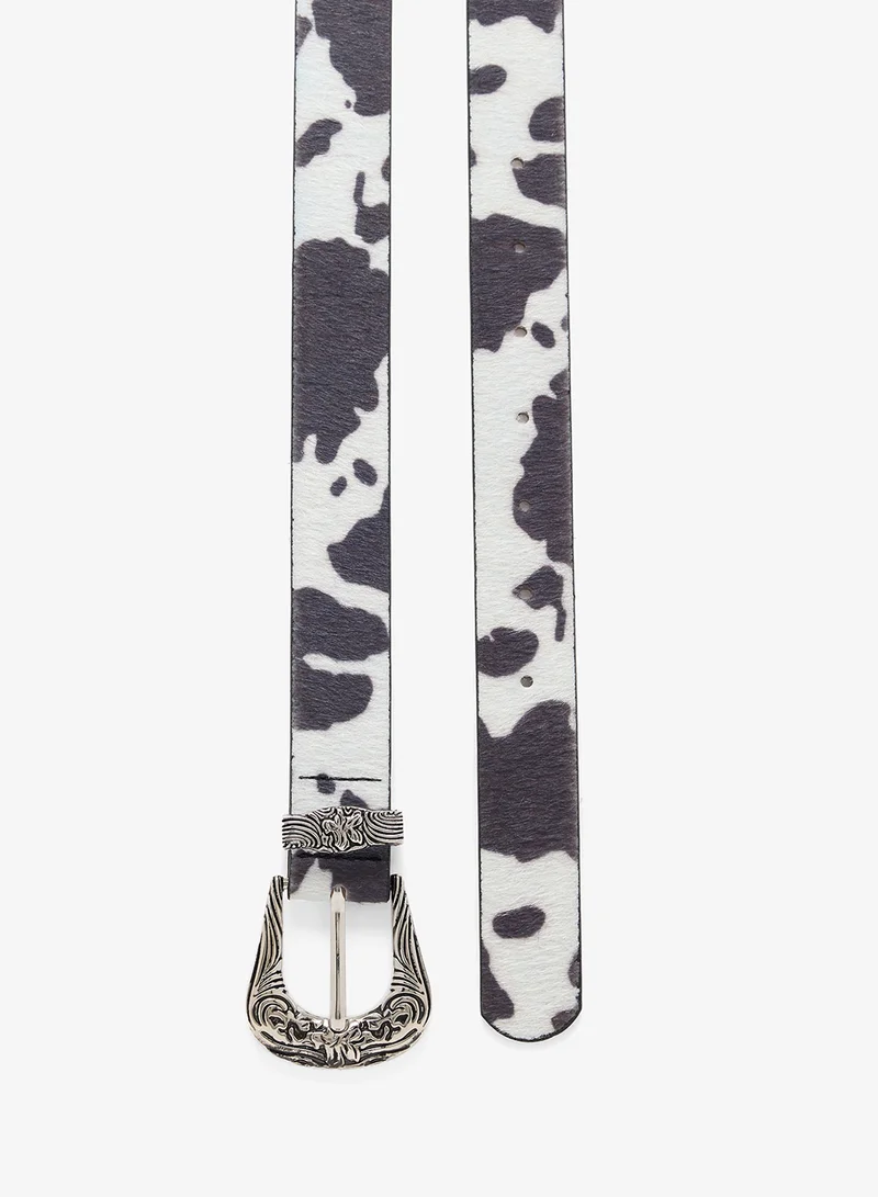 Seventy Five Faux Pony Hair Belt With Western Clasp