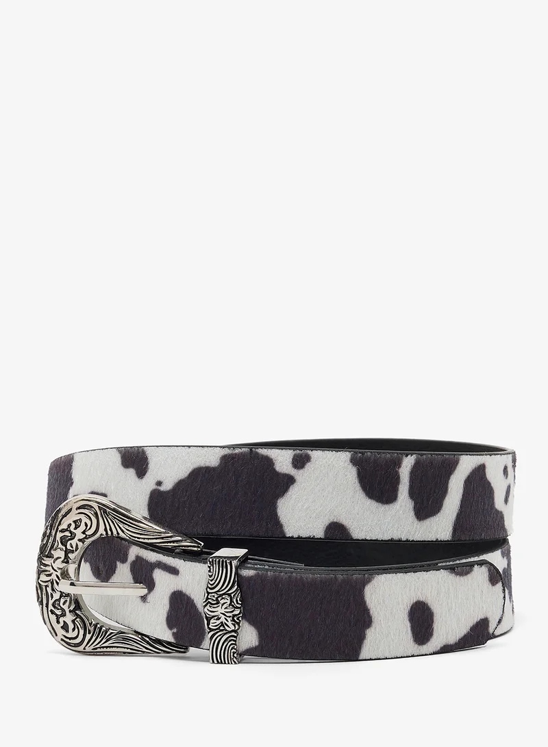 Seventy Five Faux Pony Hair Belt With Western Clasp