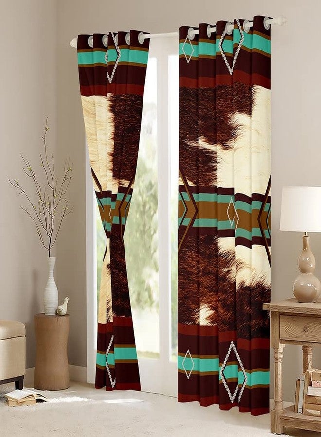 Feelyou Western Curtain Southwestern Decor Darkening Drapes Cow Print Curtains for Bedroom Living Room Kids Aztec Curtains Cowhide Blackout Curtains Geometric Stripe Window Treatments (2 Panels, 42 x 63 Inch) - Image 3