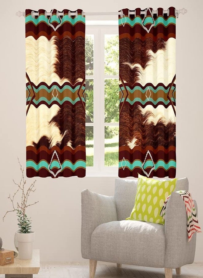 Feelyou Western Curtain Southwestern Decor Darkening Drapes Cow Print Curtains for Bedroom Living Room Kids Aztec Curtains Cowhide Blackout Curtains Geometric Stripe Window Treatments (2 Panels, 42 x 63 Inch) - Image 5
