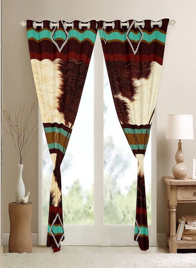Feelyou Western Curtain Southwestern Decor Darkening Drapes Cow Print Curtains for Bedroom Living Room Kids Aztec Curtains Cowhide Blackout Curtains Geometric Stripe Window Treatments (2 Panels, 42 x 63 Inch) - Image 4