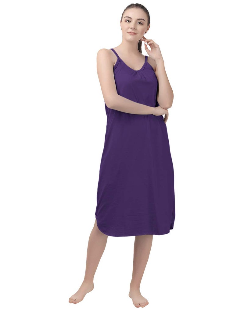BLAZON Women's Cotton Hosiery Solid Maxi Sublime Night Dress (13005 Amethyst_01_S_Amethyst_S) - Image 1