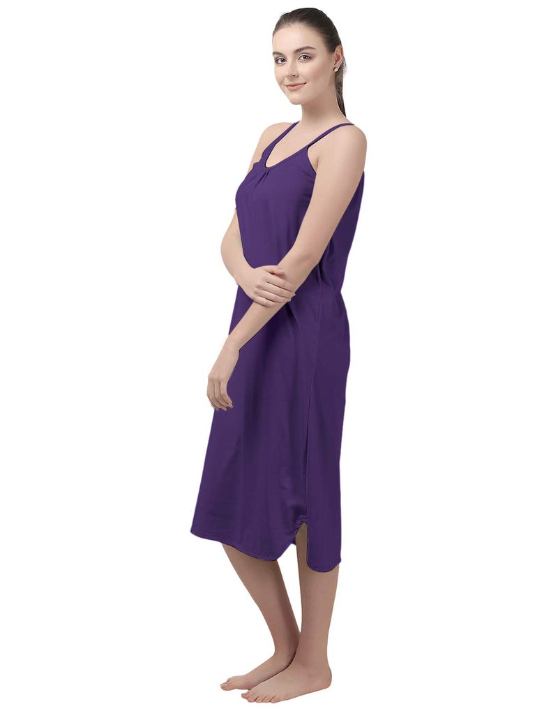BLAZON Women's Cotton Hosiery Solid Maxi Sublime Night Dress (13005 Amethyst_01_S_Amethyst_S) - Image 3