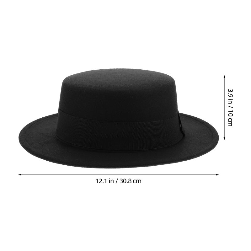 Unisex Hat Flat Top Wide Brim Fedora for Men and Women Stylish Headwear for All Seasons for Casual and Formal Occasions Black - Image 5