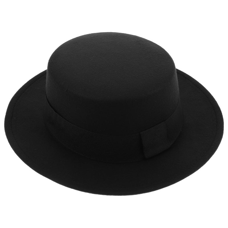 Unisex Hat Flat Top Wide Brim Fedora for Men and Women Stylish Headwear for All Seasons for Casual and Formal Occasions Black - Image 1