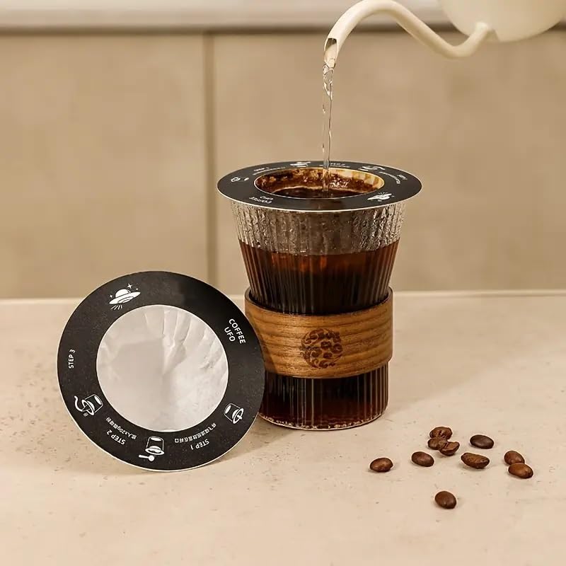 ZEBROC ZEBROC Portable Drip Coffee Filters Hand Brewing Coffee Filter Bags Drip Coffee Powder Filter Paper Bag Coffee Paper Filter Disposable Coffee Filters 32 Round Coffee Drip Filter - Image 2