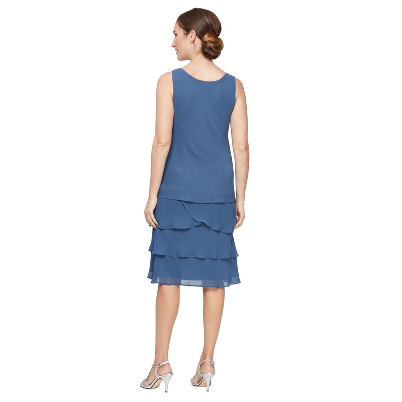 S.L. Fashions Women's Petite Mother of The Bride Jacket Dress with Sequined Cut Out Shoulder, Wedgewood, 14 - Image 4