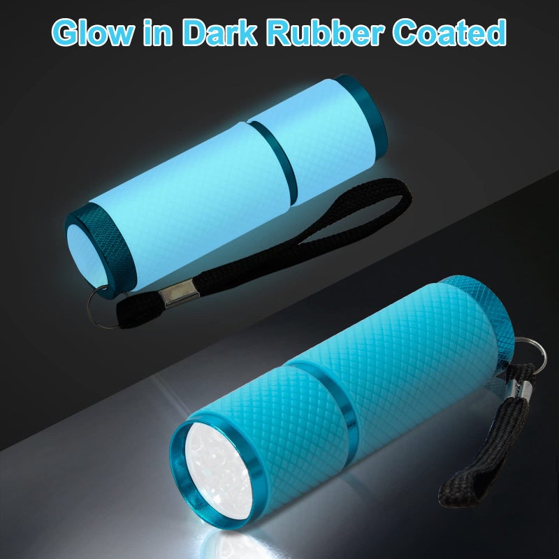 AHIER 9 LED Glow in Dark Flashlights, Rubber Coated Small Flashlights with Straps, Portable Handy Lights for Camping, Hiking, Indoor, Assorted Colors (1 Colors 1 PCS) - Image 3