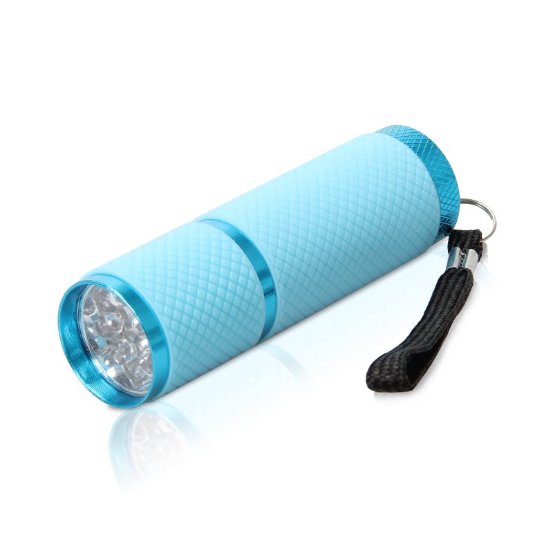 AHIER 9 LED Glow in Dark Flashlights, Rubber Coated Small Flashlights with Straps, Portable Handy Lights for Camping, Hiking, Indoor, Assorted Colors (1 Colors 1 PCS) - Image 1