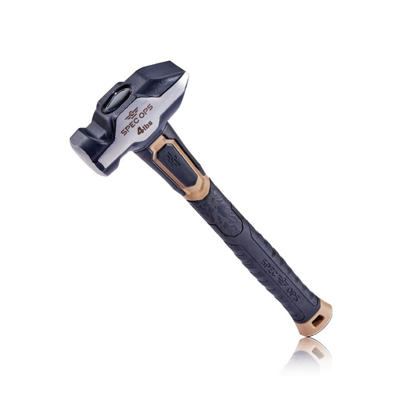 Spec-Ops Spec Ops Tools Blacksmith Hammer, 4 lb Sledge hammer with Bi-Material Shock Absorbing & Vibration Dampening Handle, 3% Donated to Veterans, Black/Tan - Image 1