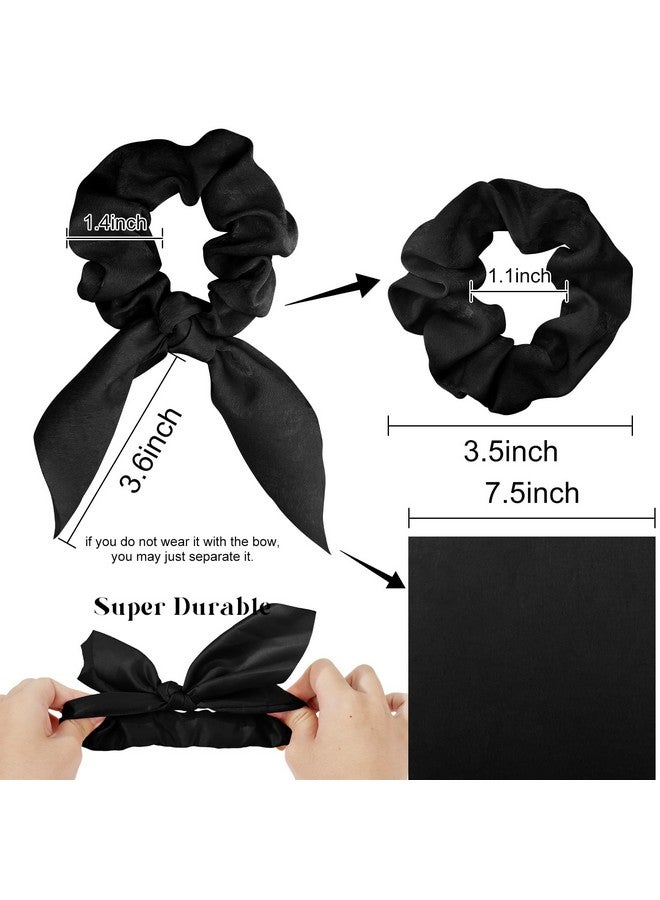 Amariver 15pcs Black Bow Scrunchies for Women Hair Ties with Bow Silk Scrunchies Satin Scrunchies for Thick Thin Hair Bunny Ear Scrunchies Cute Hair Accessories for Women Girls - Image 2