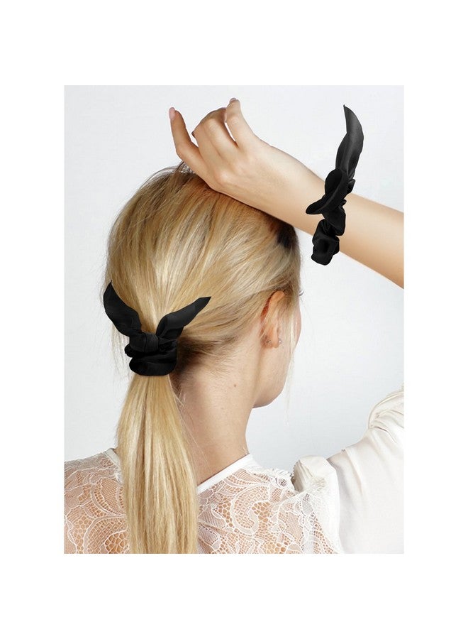 Amariver 15pcs Black Bow Scrunchies for Women Hair Ties with Bow Silk Scrunchies Satin Scrunchies for Thick Thin Hair Bunny Ear Scrunchies Cute Hair Accessories for Women Girls - Image 4