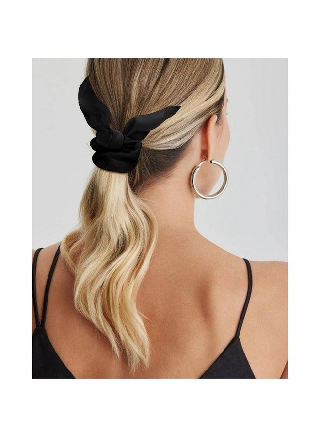 Amariver 15pcs Black Bow Scrunchies for Women Hair Ties with Bow Silk Scrunchies Satin Scrunchies for Thick Thin Hair Bunny Ear Scrunchies Cute Hair Accessories for Women Girls - Image 5