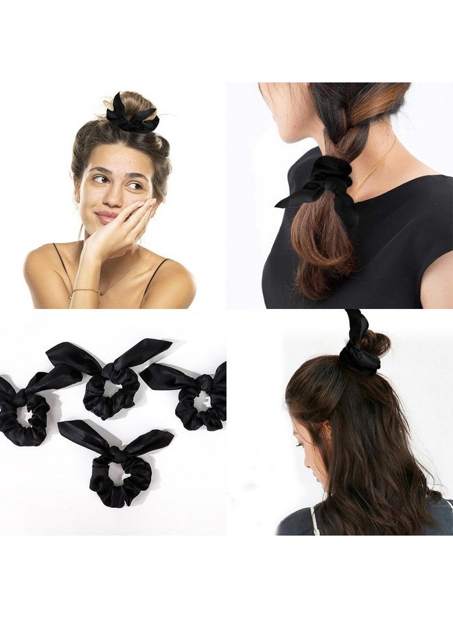 Amariver 15pcs Black Bow Scrunchies for Women Hair Ties with Bow Silk Scrunchies Satin Scrunchies for Thick Thin Hair Bunny Ear Scrunchies Cute Hair Accessories for Women Girls - Image 3