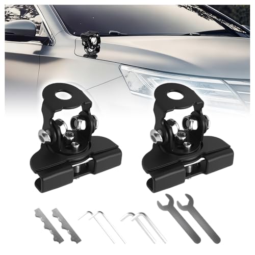VKQTS 2PCS Car Hood Mount Light Brackets3Hole Hood Light Mount Provides 120 Horizontal180 Vertical Adjustment with WrenchNoDrill Car Accessories Hoods Ditch Lights Brackets - Image 1