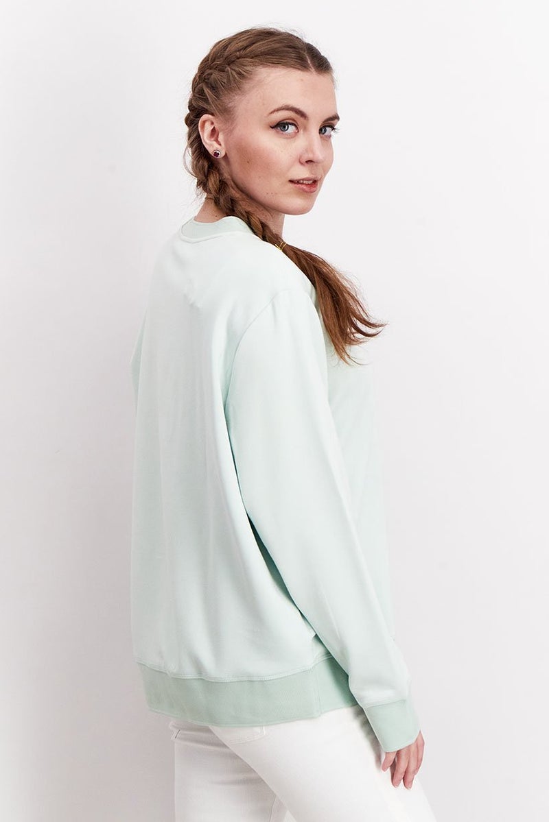 Tchibo سويت شيرت نسائي بياقة دائرية سادة، أخضر شاي - Image 2