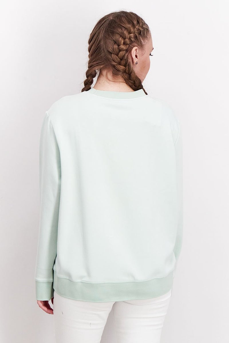 Tchibo سويت شيرت نسائي بياقة دائرية سادة، أخضر شاي - Image 4