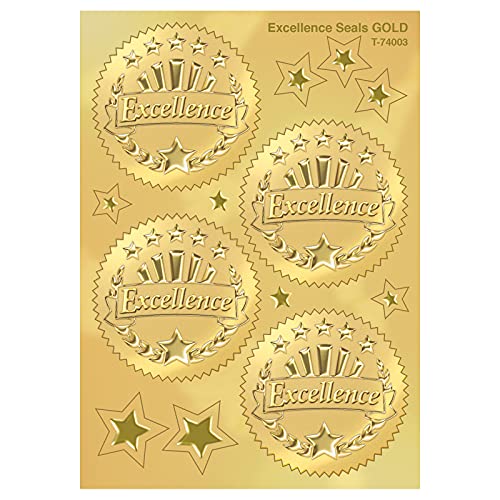 Trend Enterprises Excellence Gold Award Seals Stickers by TREND enterprises, Inc.; 8 sheets, 42 seals - Image 1