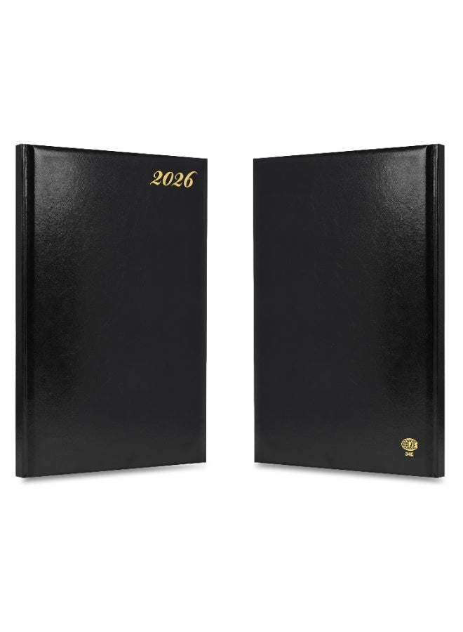 FIS 2026 Executive Diary, Size 210x260mm, Hard Cover Vinyl, 1 Side Padded, 1 Week at a Glance Format, English/French, 70gsm White Paper, Black Cover-FSDI34E26BK - Image 2