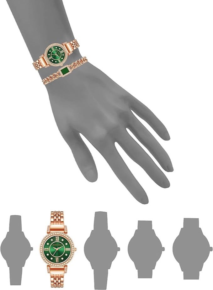 ANNE KLEIN ساعة وسوار كريستال فاخر للنساء من آن كلاين، موديل AK2928GNST  - Image 4