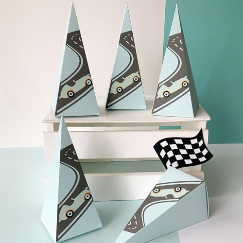 Pinfliers Car Theme Birthday Decorations For Boys Paper Box|Car Theme Return Favour for Kids|Baby Announcement, Arrival,Rakshabandhan Boxes|Birthday Centerpiece|5 Party Favour Box|Multicolor - Image 1