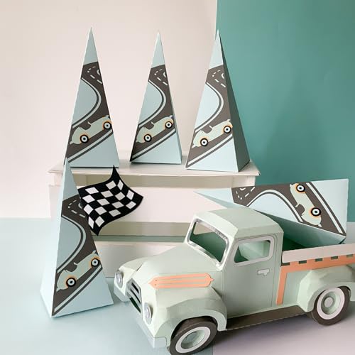 Pinfliers Car Theme Birthday Decorations For Boys Paper Box|Car Theme Return Favour for Kids|Baby Announcement, Arrival,Rakshabandhan Boxes|Birthday Centerpiece|5 Party Favour Box|Multicolor - Image 3