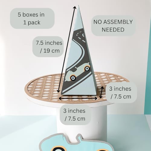Pinfliers Car Theme Birthday Decorations For Boys Paper Box|Car Theme Return Favour for Kids|Baby Announcement, Arrival,Rakshabandhan Boxes|Birthday Centerpiece|5 Party Favour Box|Multicolor - Image 2