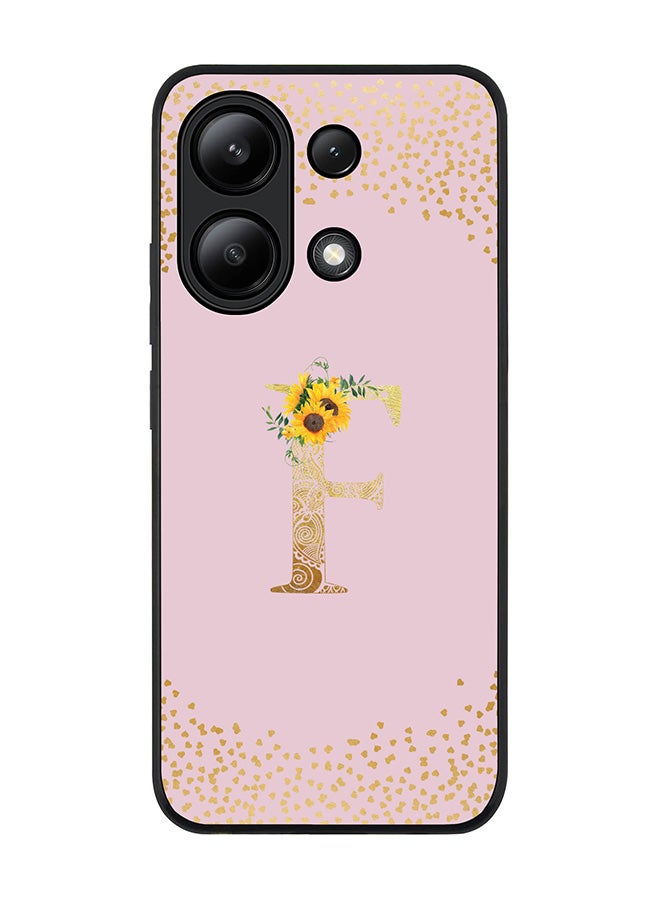 Stylizedd Rugged Black edge case for Xiaomi Redmi Note 13 4G, Cover Custom Monogram Initial Letter Mandala Floral Pattern Alphabet - F  (Pink ) - Image 1