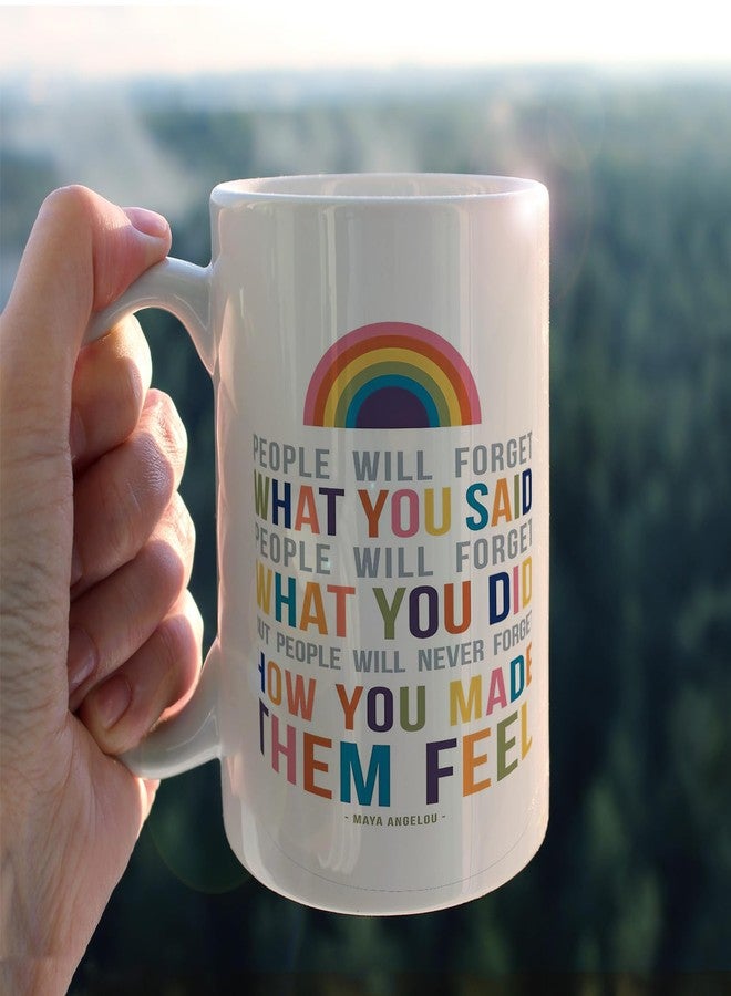 kunlisa People Will Forget What You Said Maya Angelou Quote Rainbow Ceramic Mug-11oz Coffee Milk Tea Mug Cup with Handle,Inspirational and Motivational Gifts - Image 3