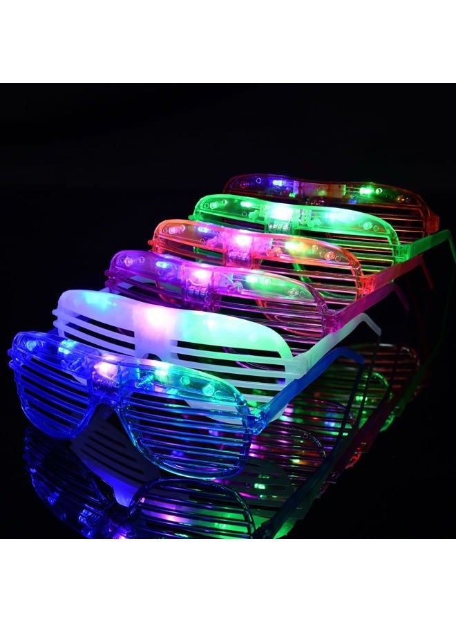 Ainiv 6PCS Neon Color Shutter Shadeds Glasses, Plastic Novelty Party SunGlasses, Fancy Dress Costume Glasses, 80s 90s Funny Party Decoration Favors Supplies, Festival Outfits Accessories - Image 1