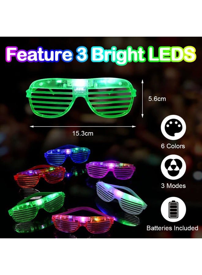 Ainiv 6PCS Neon Color Shutter Shadeds Glasses, Plastic Novelty Party SunGlasses, Fancy Dress Costume Glasses, 80s 90s Funny Party Decoration Favors Supplies, Festival Outfits Accessories - Image 2