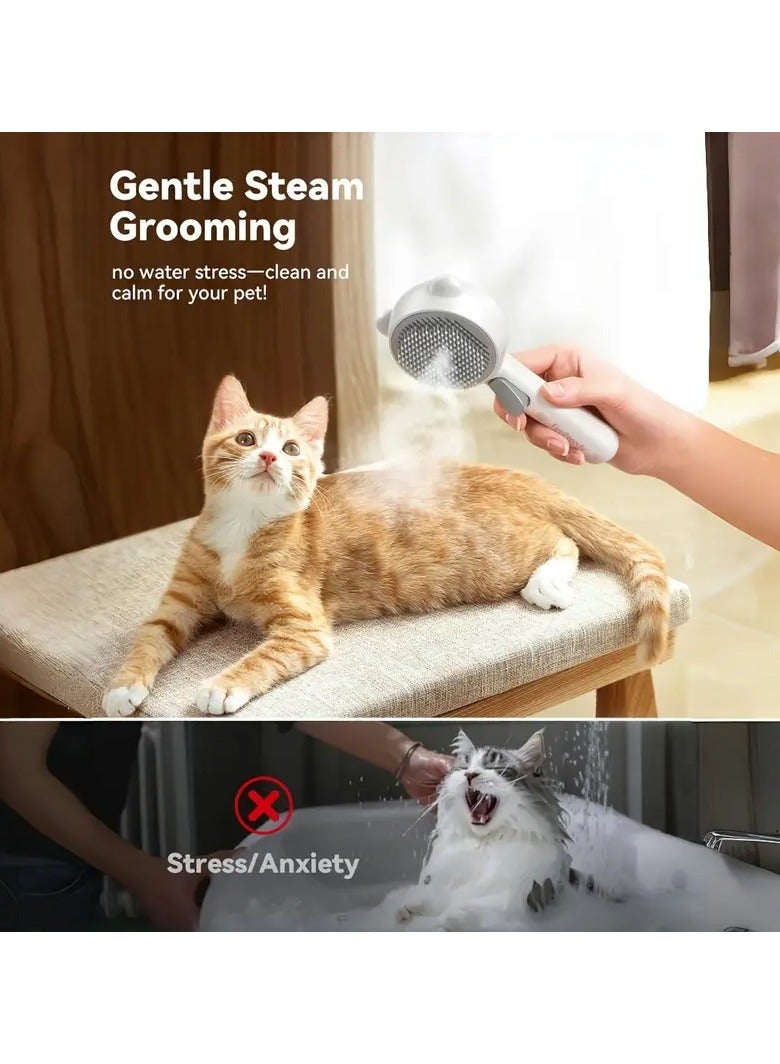 Cat Steam Brush with Release Button & Dual-Speed Spray – USB Rechargeable Grooming Tool for Shedding | Suitable for Long-Hair & Short-Hair Cats & Pets - Image 2