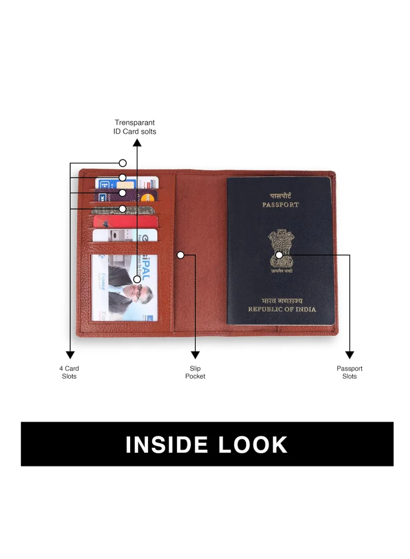 Hammonds Flycatcher  Leather Passport Cover, Passport Holder for Men and Women - Travel Accessories Document Organizer, RFID Protected Passport Wallet with Card Slots for Trips - Tan | JQV8  | Best Price UAE