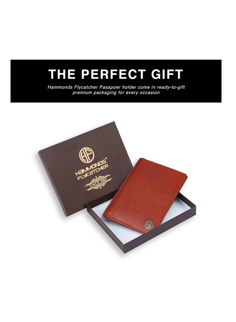 Hammonds Flycatcher  Leather Passport Cover, Passport Holder for Men and Women - Travel Accessories Document Organizer, RFID Protected Passport Wallet with Card Slots for Trips - Tan | JQV8  | Best Price UAE