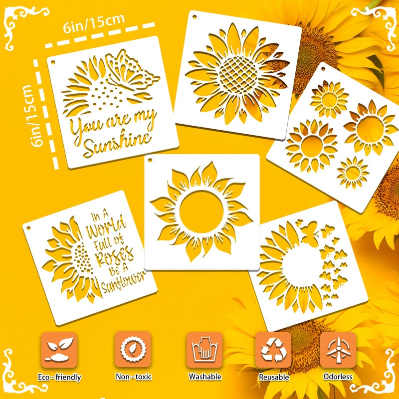 SUNFEEL 25Pack Sunflower Stencils for Painting â€“ Painting Templates 6 x 6 in and 6 x 6 in Reusable Painted Painting Stencilsï¼Œ Stencils for Painting On Wood and Canvas, DIY Crafts Andfurniture - Image 2