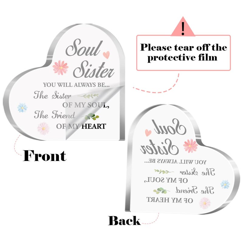 aPamr Friendship Gift for Friends Friend Gifts for Girls Women Christmas Birthday Soul Sister Of My Soul The Friend Quote Acrylic Heart Plaque for Coworker Bestie Female Friend A534 - Image 2