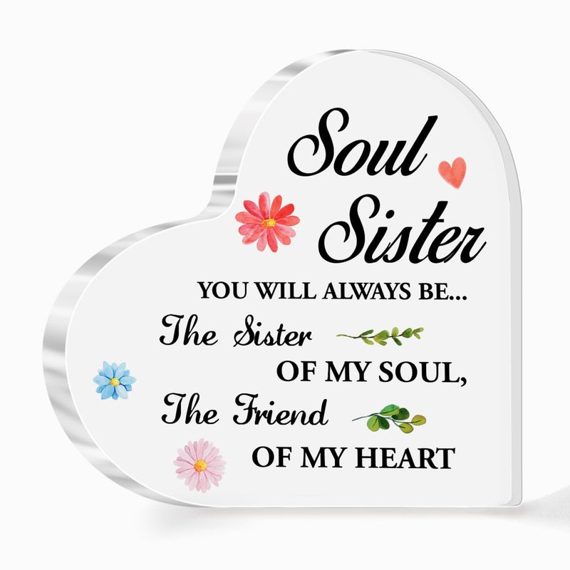 aPamr Friendship Gift for Friends Friend Gifts for Girls Women Christmas Birthday Soul Sister Of My Soul The Friend Quote Acrylic Heart Plaque for Coworker Bestie Female Friend A534 - Image 1